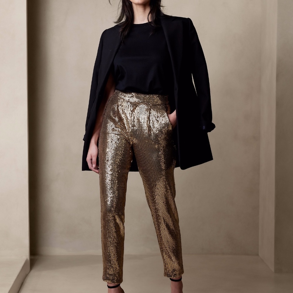 Ulla Sequin Pant #5061310020402 Color: Gold Size: 4 Regular